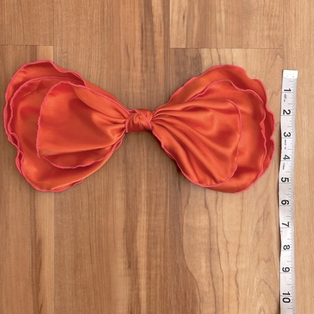Oversized orange and pink layered bow barrette - Picture 7 of 7